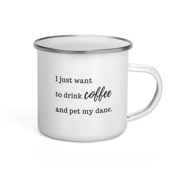 "I Just Want to Drink Coffee" — Enamel Mug (GDRS)
