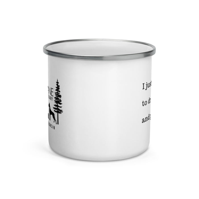 "I Just Want to Drink Coffee" — Enamel Mug (GDRS)